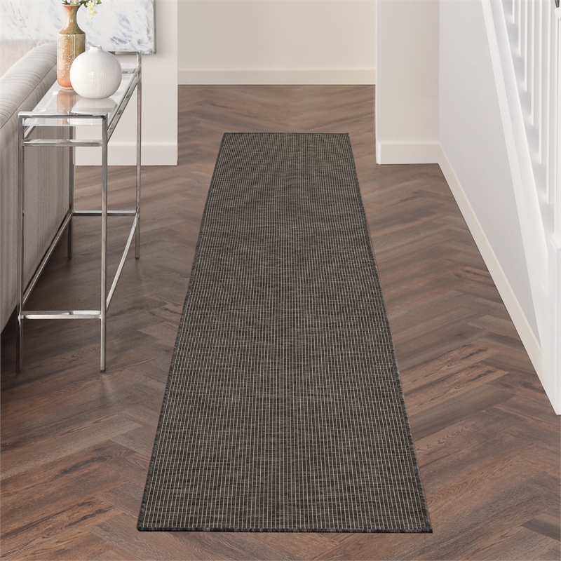 Nourison Positano 10' Runner Charcoal Fabric Modern Area Rug (10' Runner)