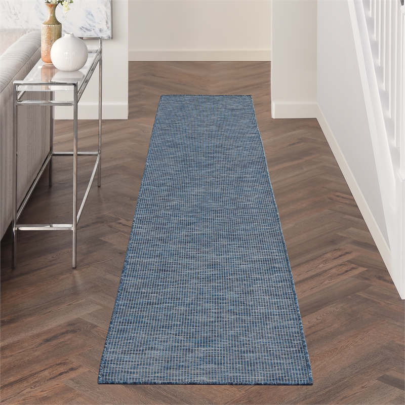 Nourison Positano 10' Runner Navy Blue Fabric Modern Area Rug (10' Runner)