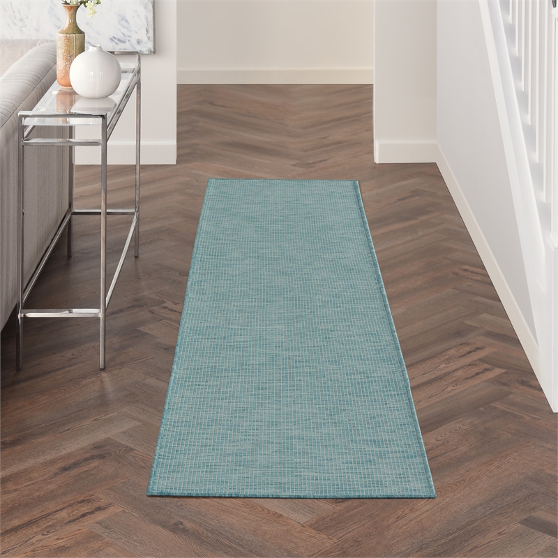 Nourison Positano 8' Runner Aqua Fabric Modern Area Rug (8' Runner)