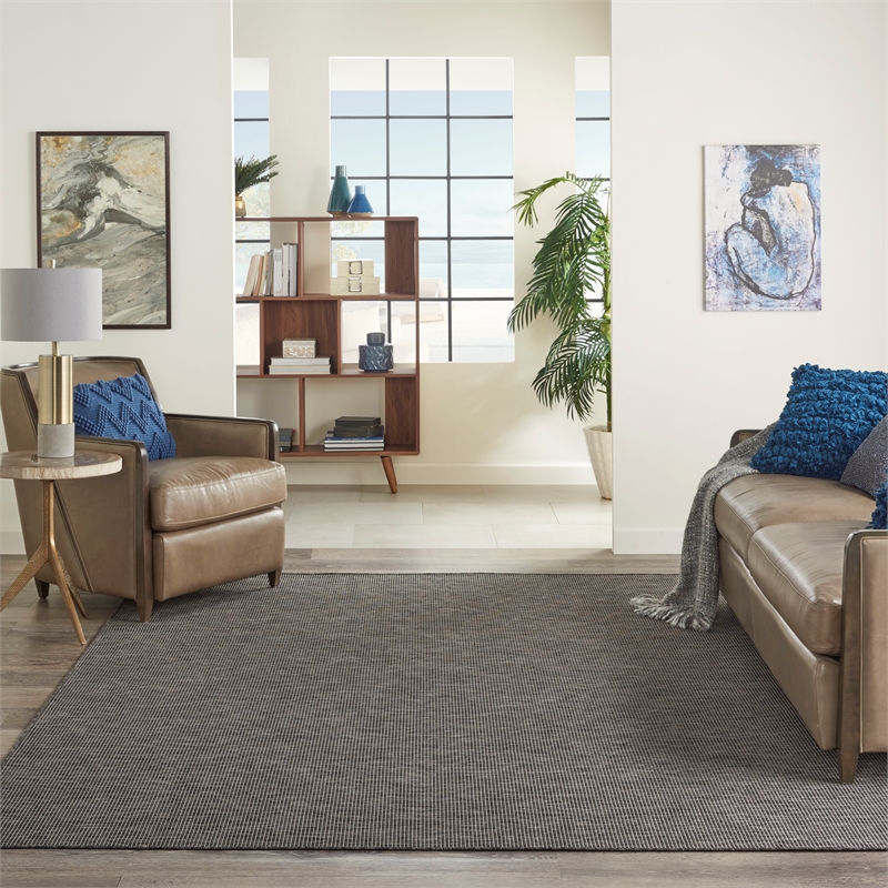 Nourison Positano 7' x 10' Charcoal Fabric Modern Area Rug (7' x 10')