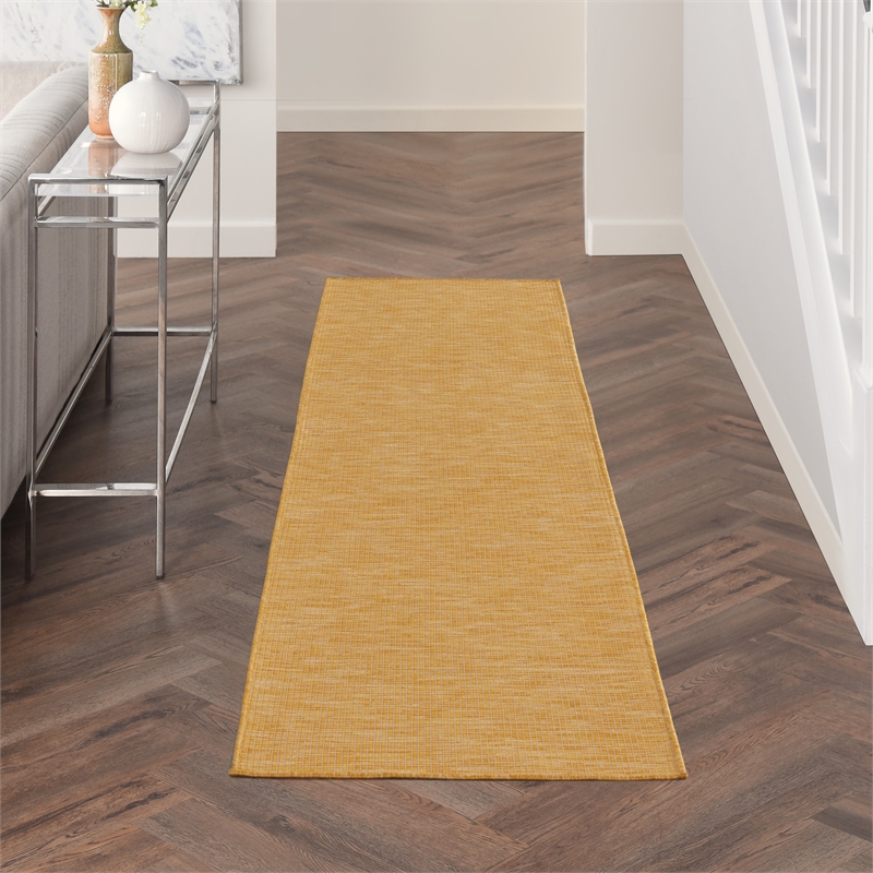 Nourison Positano 8' Runner Yellow Fabric Modern Area Rug (8' Runner)