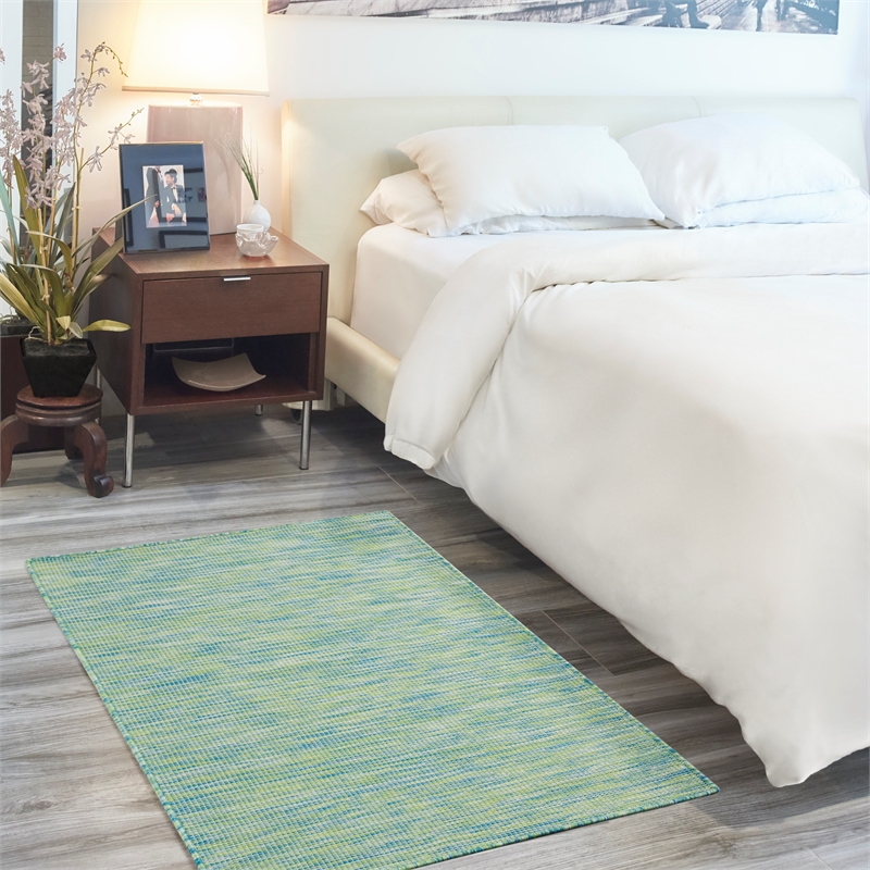 nourison positano 3' x 5' blue/green fabric modern area rug (3' x 5')