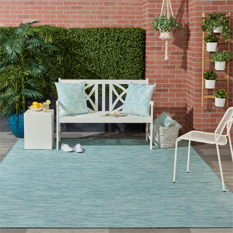Nourison Positano 8' x 10' Aqua Fabric Modern Area Rug (8' x 10')