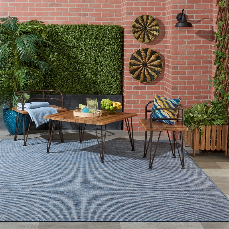 Nourison Positano 8' x 10' Navy Blue Fabric Modern Area Rug (8' x 10')