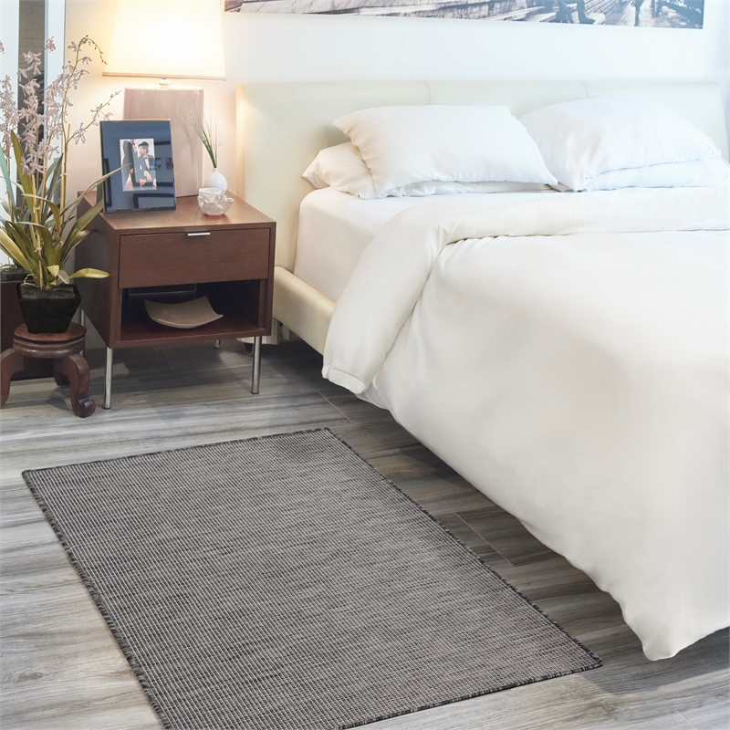 Nourison Positano 3' x 5' Charcoal Fabric Modern Area Rug (3' x 5')