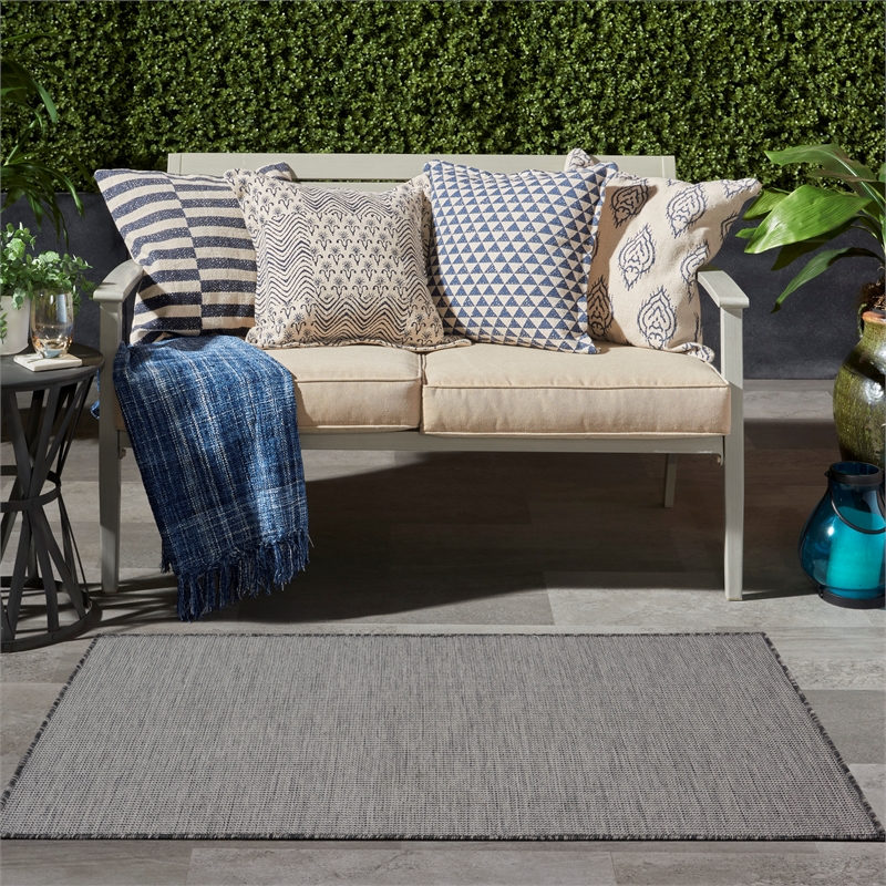 Nourison Positano 3' x 5' Charcoal Fabric Modern Area Rug (3' x 5')