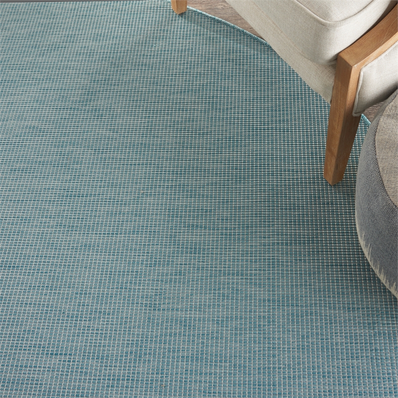 Nourison Positano 8' x Round Aqua Fabric Modern Area Rug (8' Round)