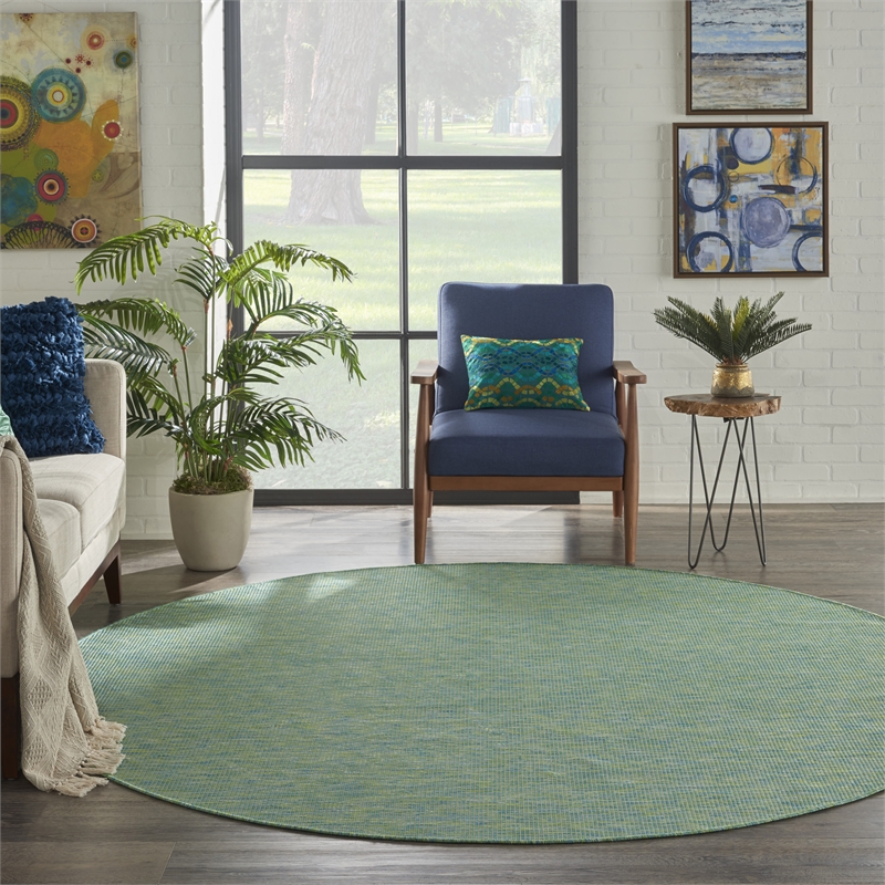 Nourison Positano 8' x Round Blue Green Fabric Modern Area Rug (8' Round)