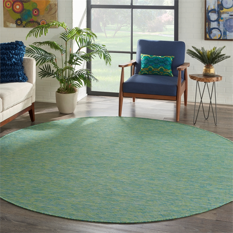 Nourison Positano 8' x Round Blue Green Fabric Modern Area Rug (8' Round)