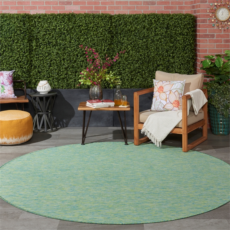 Nourison Positano 8' x Round Blue Green Fabric Modern Area Rug (8' Round)