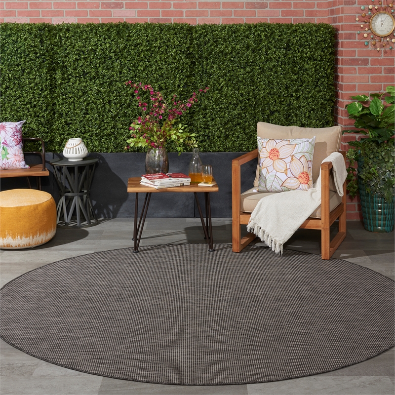 Nourison Positano 8' x Round Charcoal Fabric Modern Area Rug (8' Round)