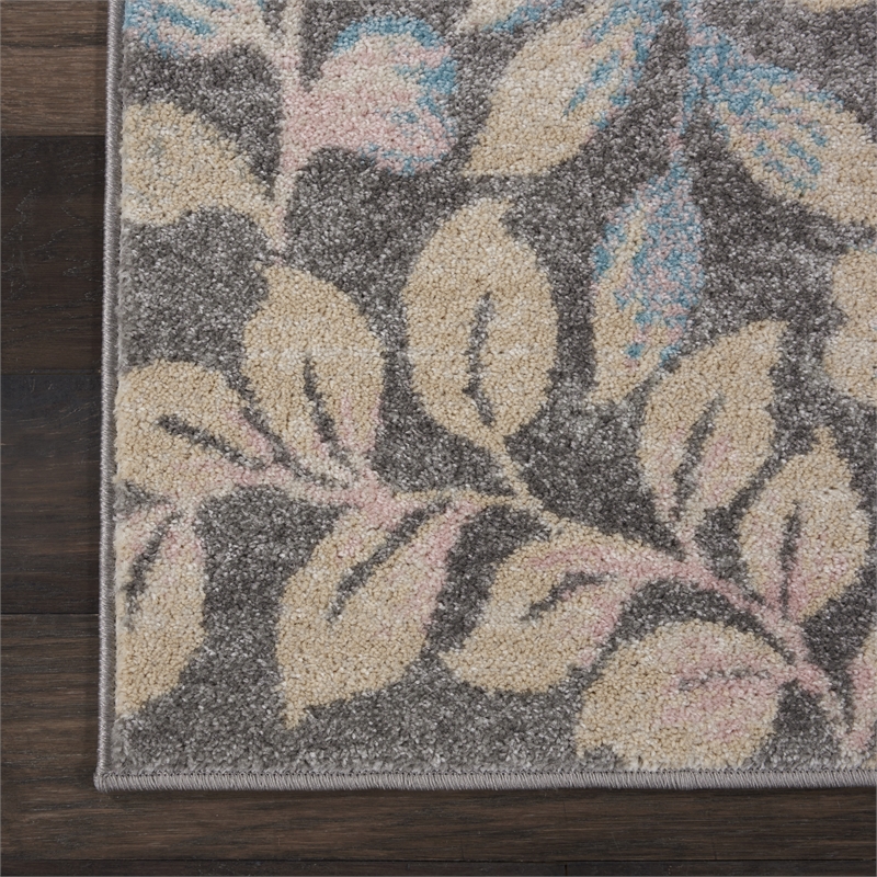 Nourison Tranquil 2' x 4' Grey/Beige Farmhouse Indoor Rug Polypropylene