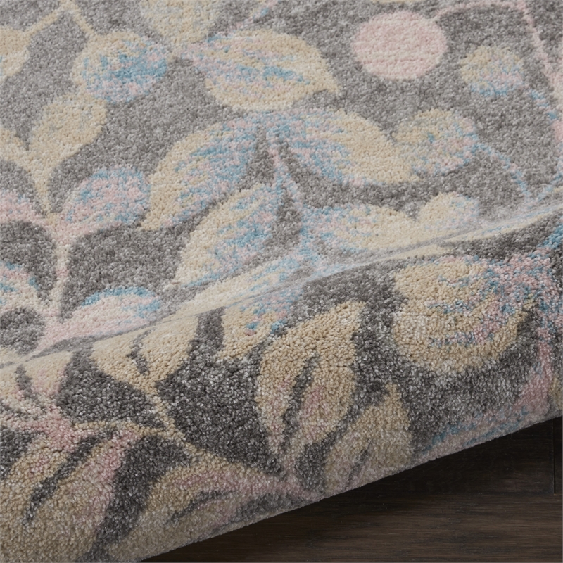Nourison Tranquil 2' x 4' Grey/Beige Farmhouse Indoor Rug Polypropylene