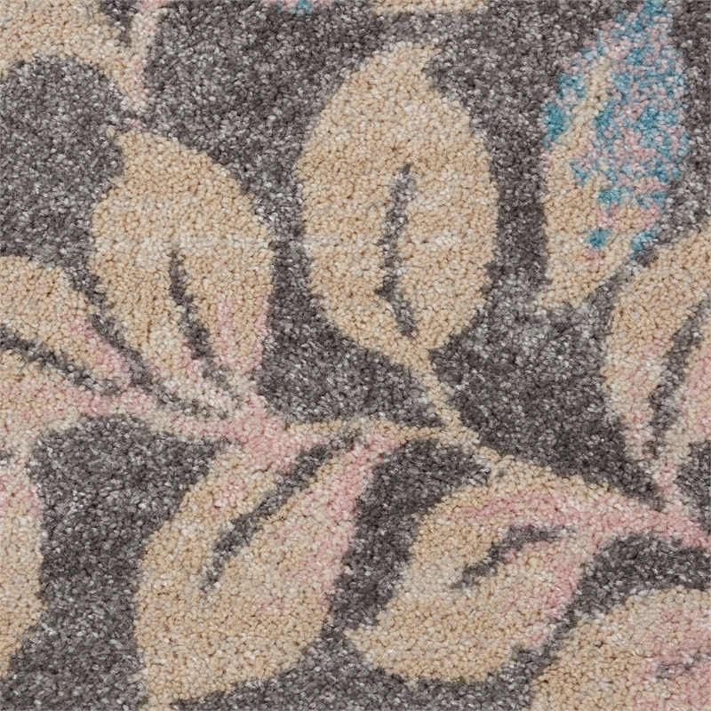 Nourison Tranquil 2' x 4' Grey/Beige Farmhouse Indoor Rug Polypropylene