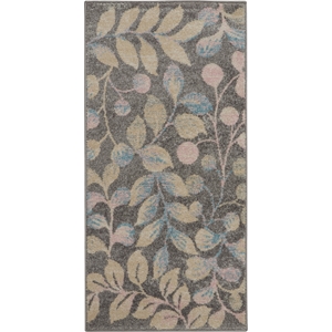 Nourison Tranquil 2' x 4' Grey/Beige Farmhouse Indoor Rug Polypropylene