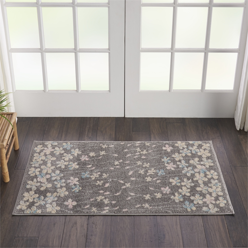 Nourison Tranquil 2' x 4' Grey-Beige Indoor Rug Polypropylene