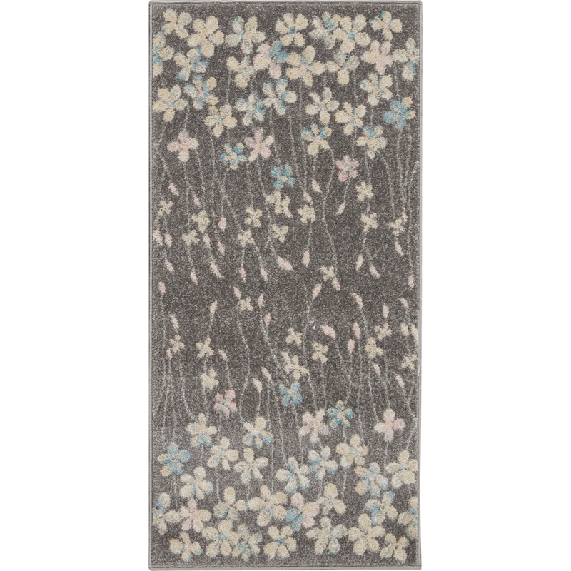 Nourison Tranquil 2' x 4' Grey-Beige Indoor Rug Polypropylene