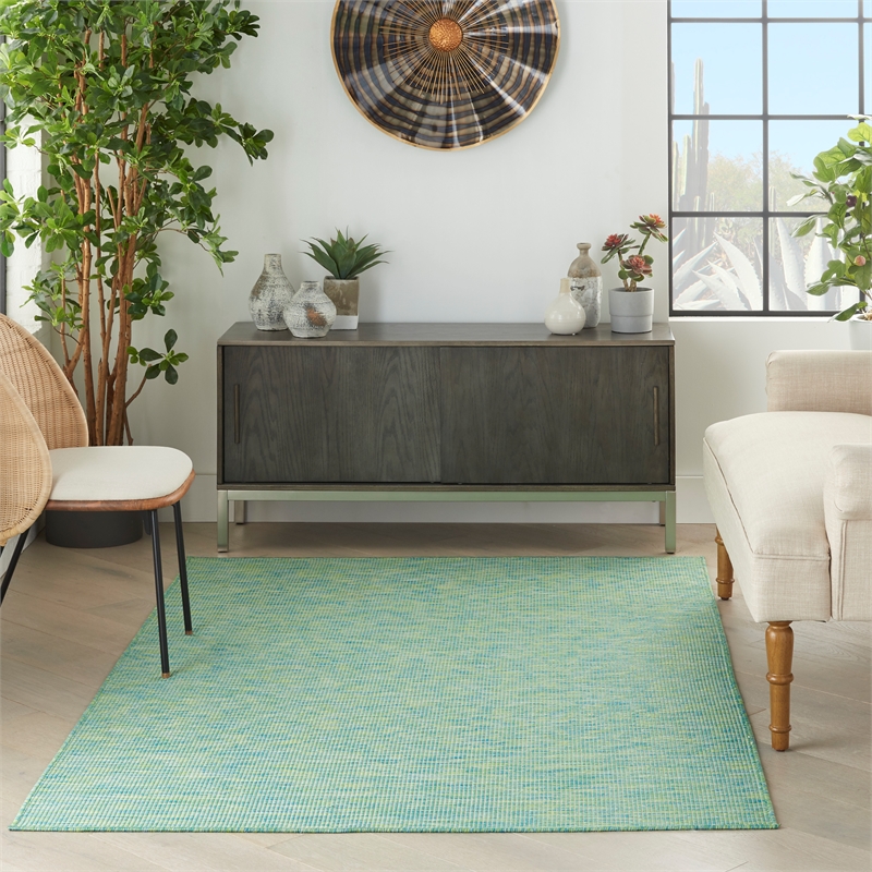 Nourison Positano 4' x 6' Blue Green Fabric Modern Area Rug (4' x 6')