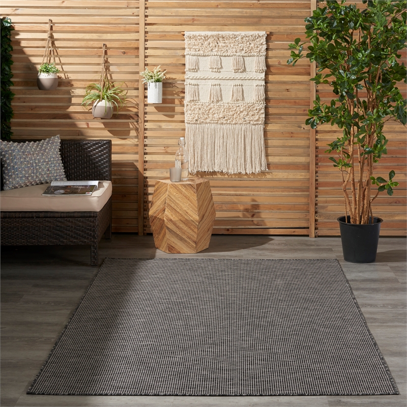 Nourison Positano 4' x 6' Charcoal Modern Indoor/Outdoor Rug