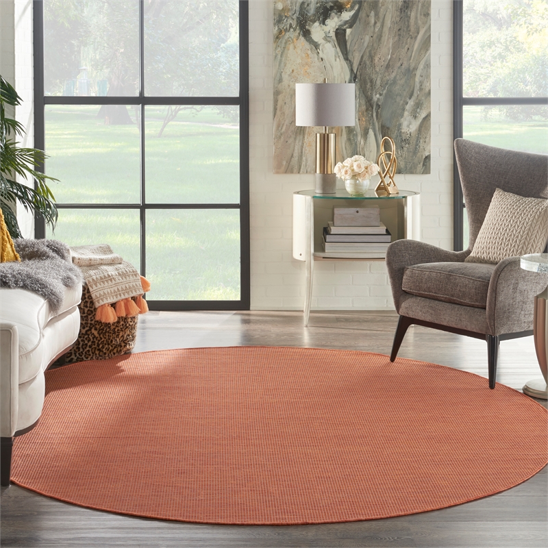 Nourison Positano 8' x Round Terracotta Fabric Modern Area Rug (8' Round)