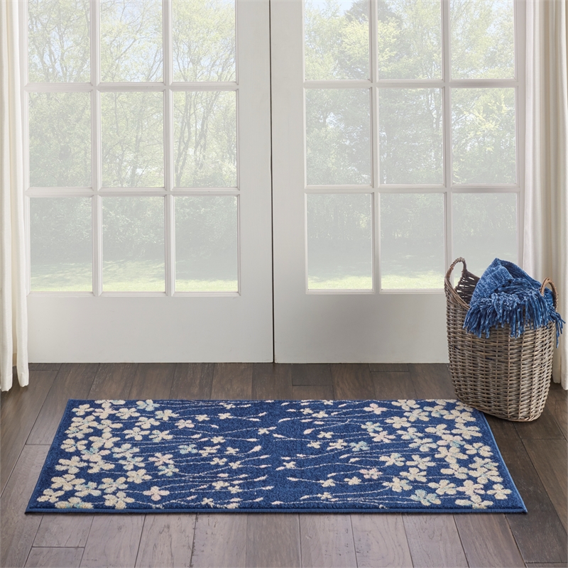 Nourison Tranquil 2' X 4' Navy Indoor Rug
