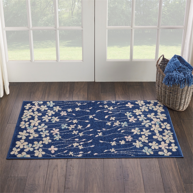 Nourison Tranquil 2' X 4' Navy Indoor Rug