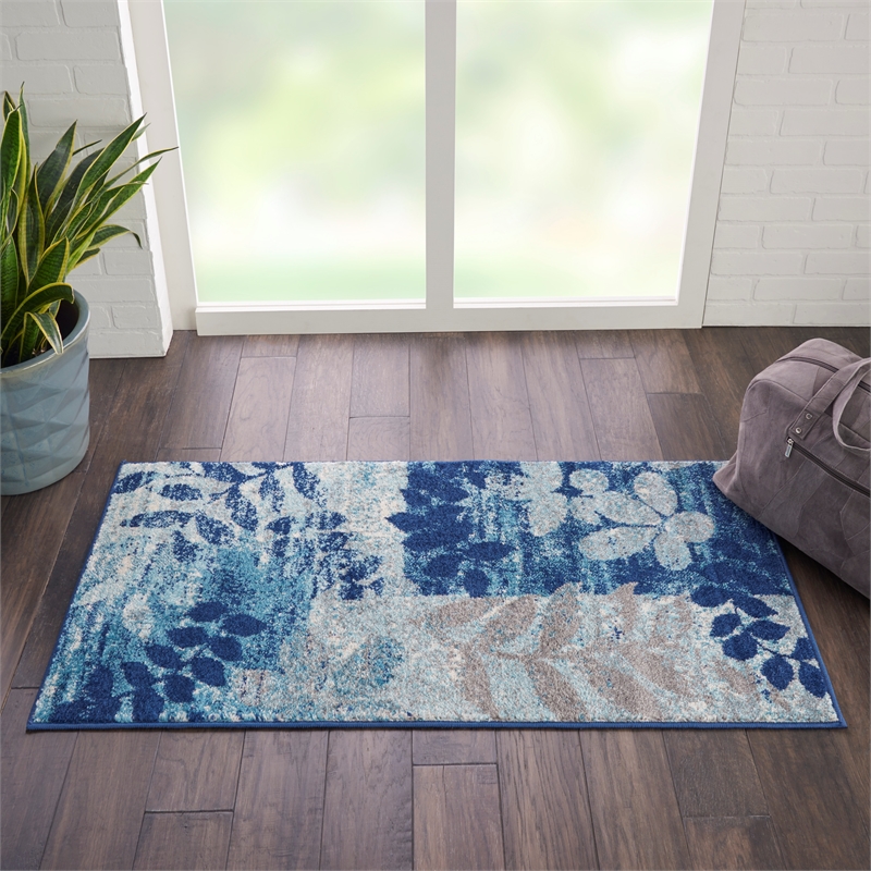 Nourison Tranquil 2' x 4' Navy/Light Blue Farmhouse Indoor Rug