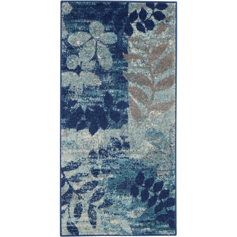 Nourison Tranquil 2' x 4' Navy/Light Blue Farmhouse Indoor Rug