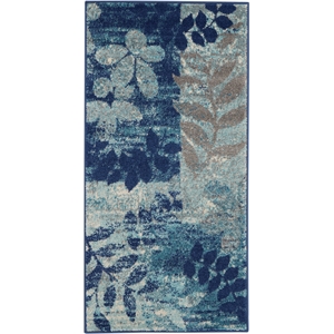 Nourison Tranquil 2' x 4' Navy/Light Blue Farmhouse Indoor Rug