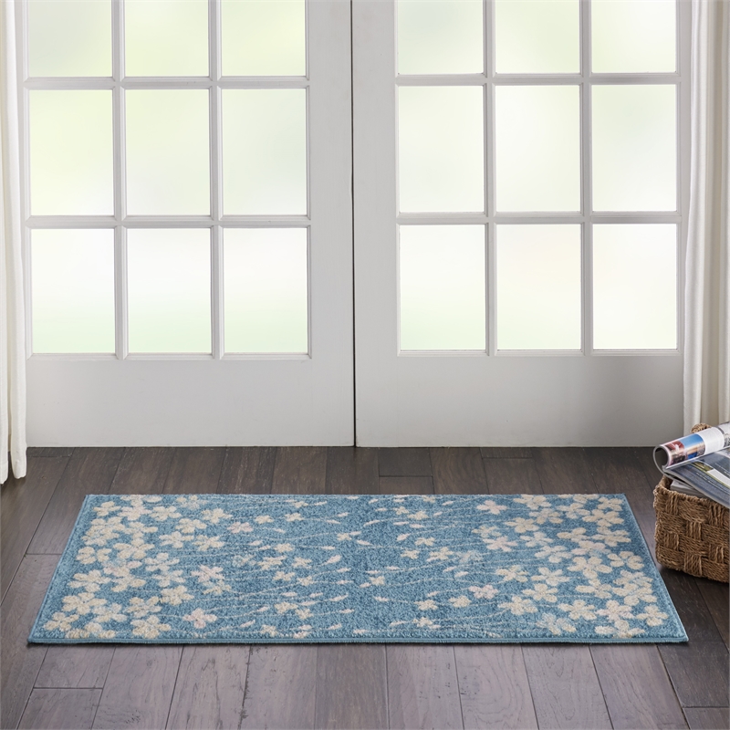 Nourison Tranquil 2' x 4' Turquoise Indoor Rug Polypropylene