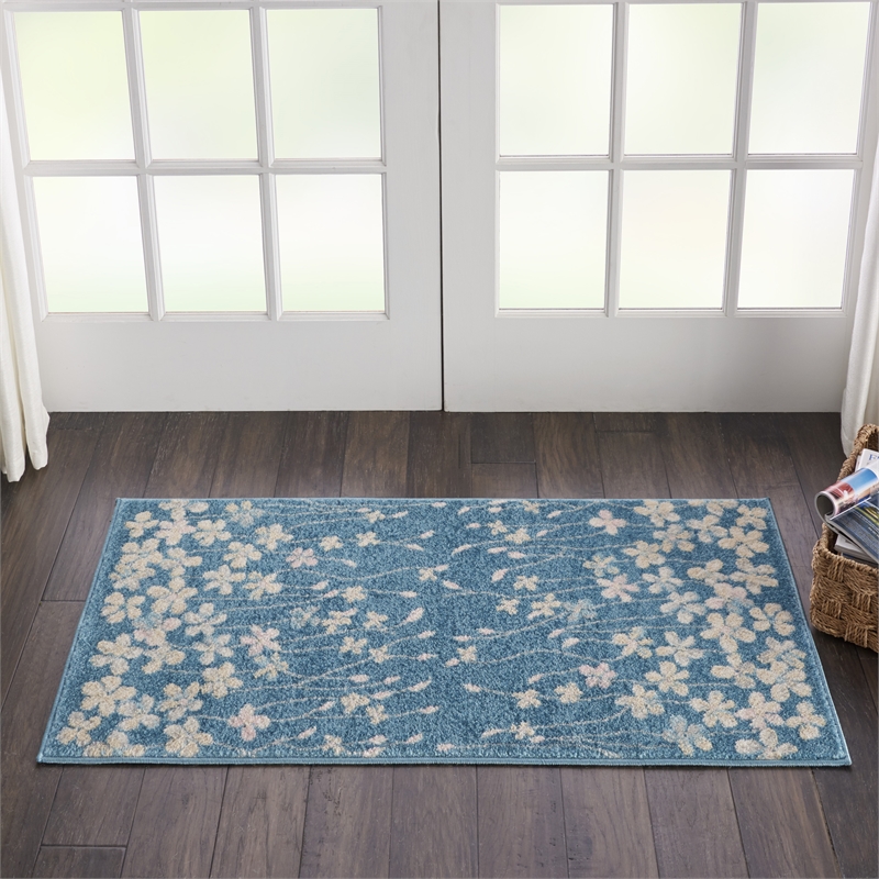 Nourison Tranquil 2' x 4' Turquoise Indoor Rug Polypropylene