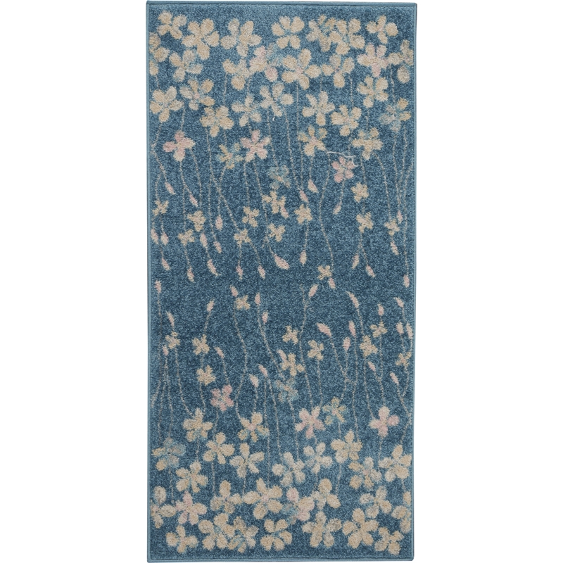 Nourison Tranquil 2' x 4' Turquoise Indoor Rug Polypropylene