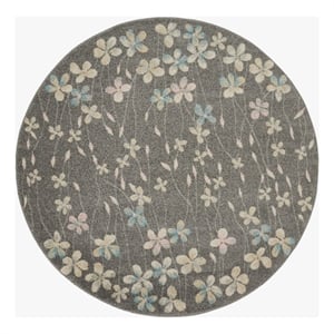 Nourison Tranquil 5'3&quot x ROUND Grey-Beige Indoor Rug Polypropylene