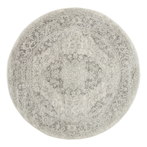 Nourison Tranquil 63x63&quot Round Polypropylene Fabric Rug in Ivory and Gray