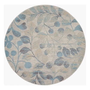 Nourison Tranquil 5'3&quot x ROUND Ivory/Turquoise Farmhouse Indoor Rug