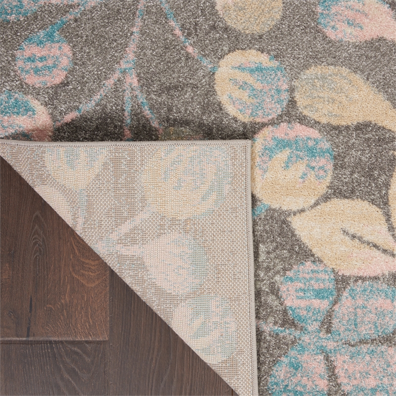 nourison tranquil 6' x 9' grey/beige farmhouse indoor rug polypropylene