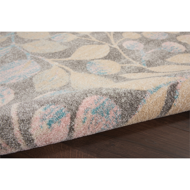 nourison tranquil 6' x 9' grey/beige farmhouse indoor rug polypropylene
