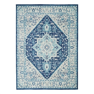 Nourison Tranquil 6' x 9' Ivory/Navy Bohemian Indoor Rug Polypropylene