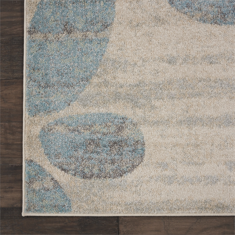 Nourison Tranquil 7' x 10' Ivory/Light Blue Farmhouse Indoor Rug Polypropylene