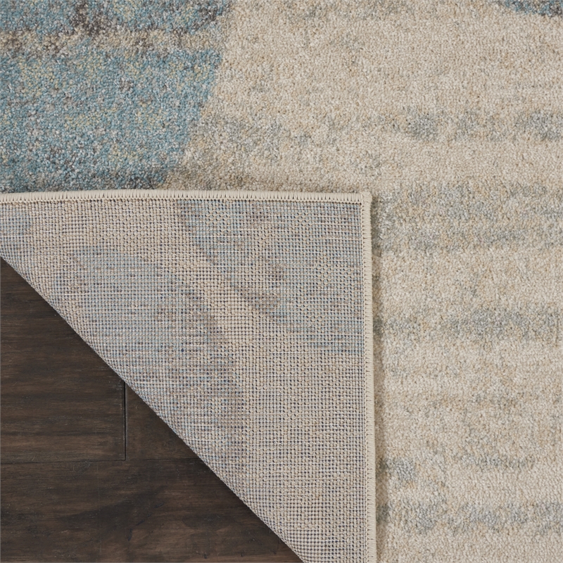 Nourison Tranquil 7' x 10' Ivory/Light Blue Farmhouse Indoor Rug Polypropylene