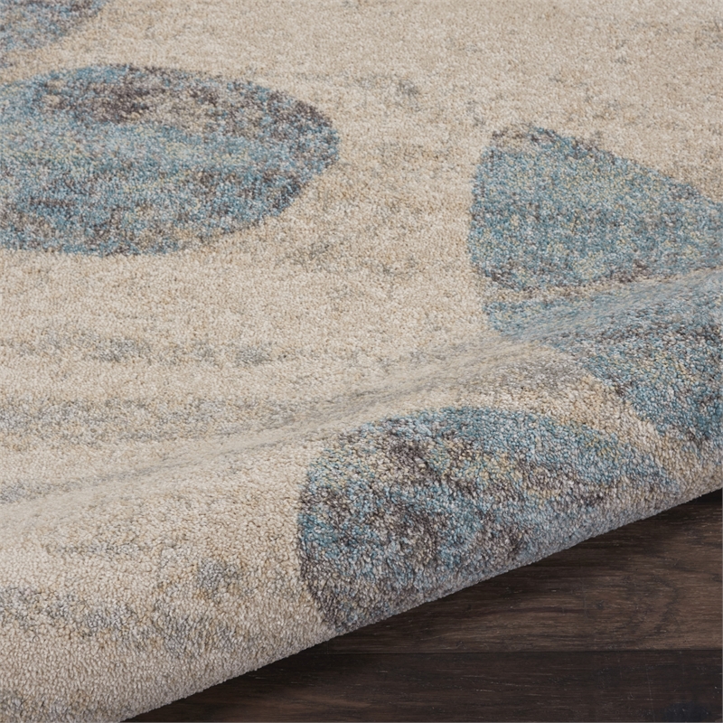 Nourison Tranquil 7' x 10' Ivory/Light Blue Farmhouse Indoor Rug Polypropylene