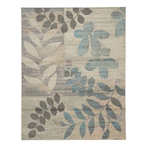 Nourison Tranquil 7' x 10' Ivory/Light Blue Farmhouse Indoor Rug Polypropylene