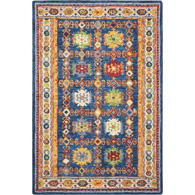 nourison vivid 5' x 7'6&quot navy indoor rug wool