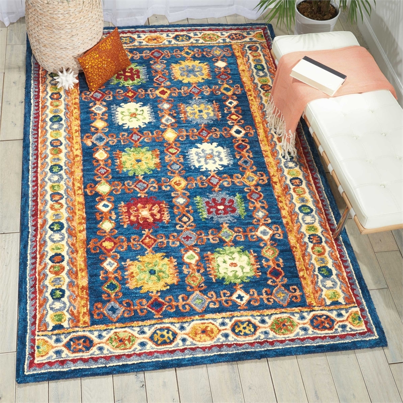 nourison vivid 5' x 7'6&quot navy indoor rug wool