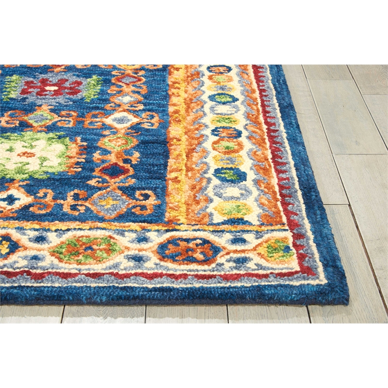 nourison vivid 5' x 7'6&quot navy indoor rug wool