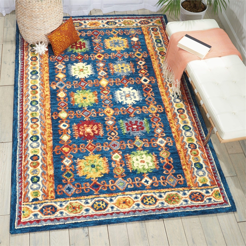 Nourison Vivid 5' x 7'6&quot Navy Indoor Rug Wool