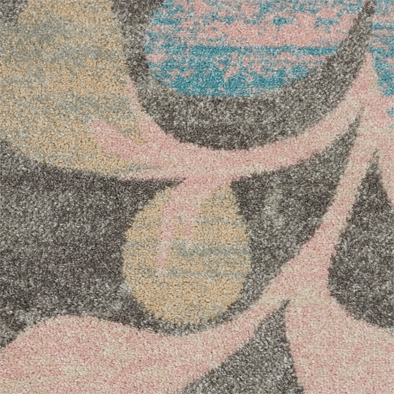 nourison tranquil 8' x 10' grey/beige farmhouse indoor rug polypropylene