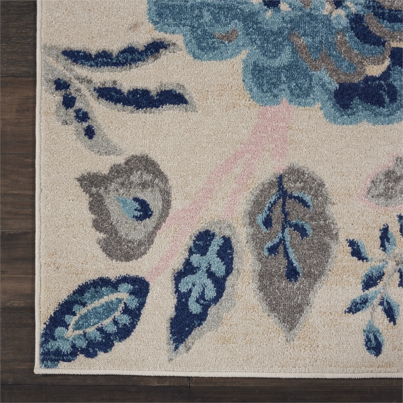 Nourison Tranquil 8' x 10' Ivory/Light Blue Farmhouse Indoor Rug Polypropylene