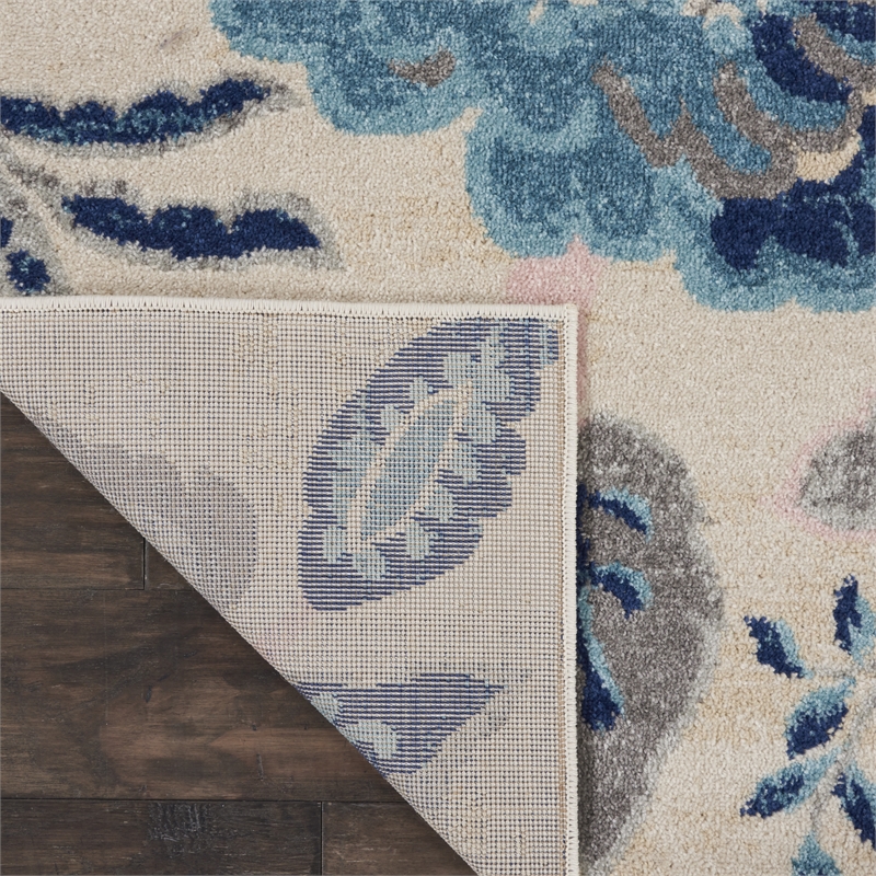Nourison Tranquil 8' x 10' Ivory/Light Blue Farmhouse Indoor Rug Polypropylene