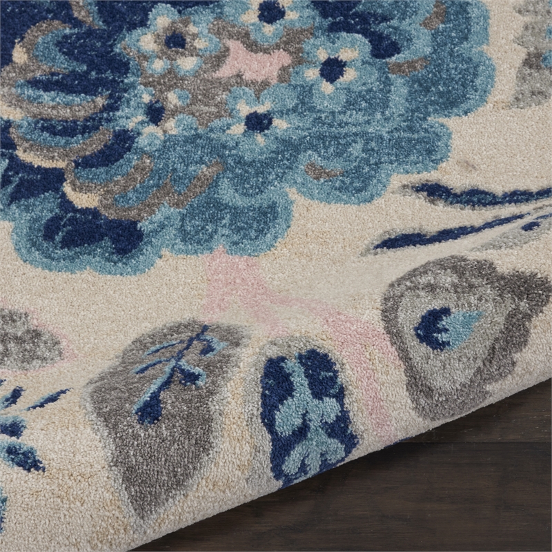Nourison Tranquil 8' x 10' Ivory/Light Blue Farmhouse Indoor Rug Polypropylene